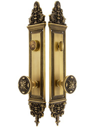 18 inch Apollo Single Cylinder Entry Set With Maltesia Knobs In Antique Brass